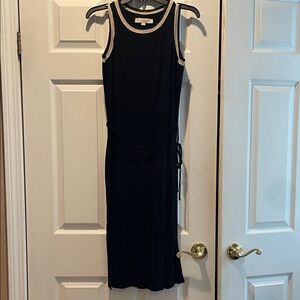 EUC LOFT Black Maxi Dress with Cream Accents Size xxxs